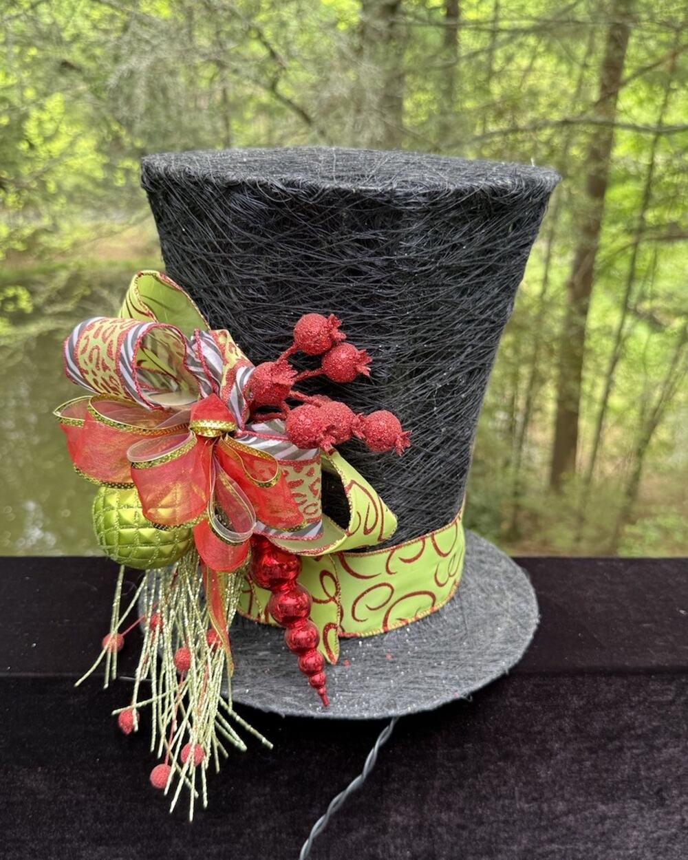 Pier 1 Vtg Christmas Tree Topper Frosty Snowman Black Top Hat Works! Rare!